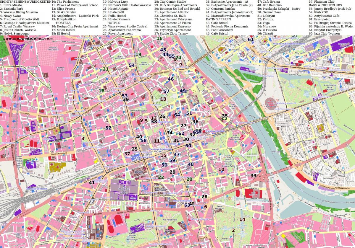 Kartta Varsovan kaupunki 