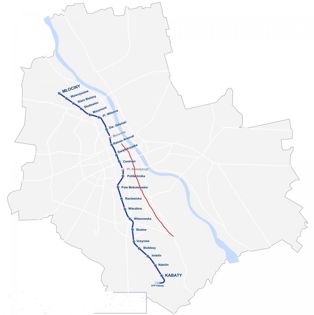 Kartta Varsovan kuninkaallisen reitin 