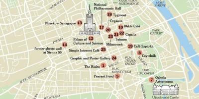 Kartta Varsovan nähtävyydet 