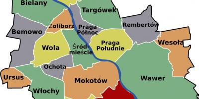 Kartta Varsova lähiöissä 